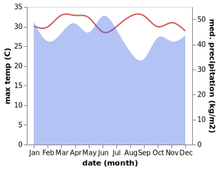 temperature and rainfall during the year in Poigar