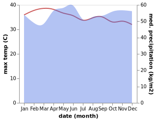 temperature and rainfall during the year in Lubuk Pakam