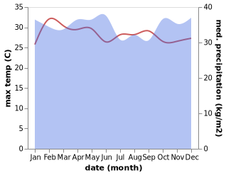 temperature and rainfall during the year in Panguruan