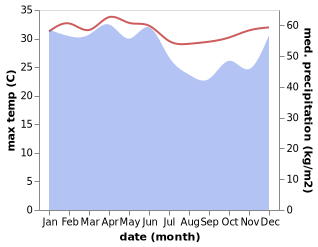 temperature and rainfall during the year in Larompong