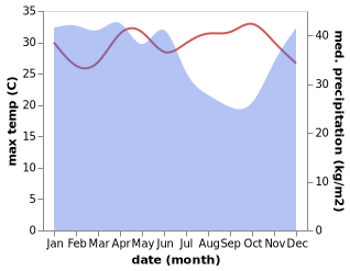 temperature and rainfall during the year in Pagaralam