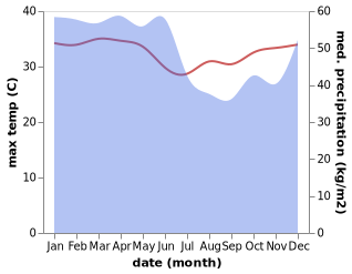 temperature and rainfall during the year in Andoolo