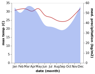 temperature and rainfall during the year in Babakan Baru