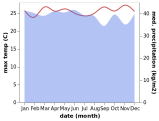 temperature and rainfall during the year in Ransiki