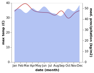 temperature and rainfall during the year in Bonjol