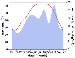 temperature and rainfall during the year in Borazjan