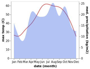 temperature and rainfall during the year in Deyyer