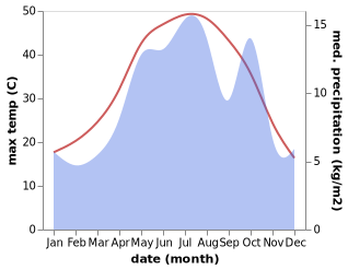 temperature and rainfall during the year in Bagh Abrisham