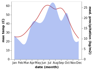 temperature and rainfall during the year in Lar