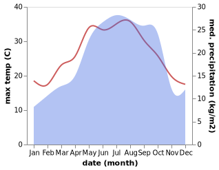 temperature and rainfall during the year in Bazar-e Masal