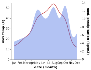 temperature and rainfall during the year in Bahar