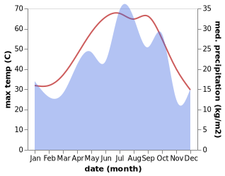 temperature and rainfall during the year in Rudan