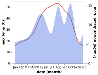 temperature and rainfall during the year in Arak Vaz-e Malek Shahi