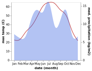 temperature and rainfall during the year in Rafsanjan