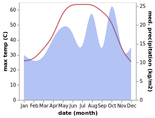 temperature and rainfall during the year in Sedin-e Yek