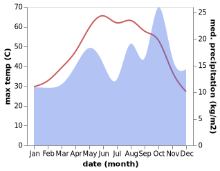 temperature and rainfall during the year in Al Madinah