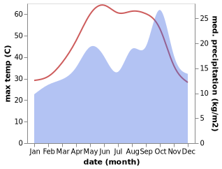 temperature and rainfall during the year in Ad Diwaniyah