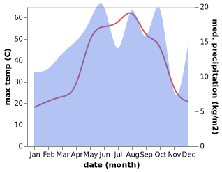 temperature and rainfall during the year in Ayn Sifni