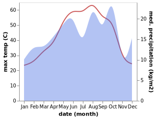 temperature and rainfall during the year in Ad Dawr