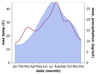 temperature and rainfall during the year in Ancarano