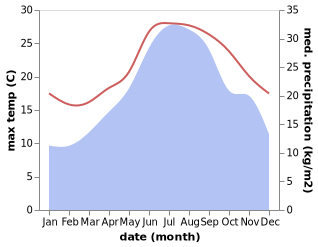 temperature and rainfall during the year in Tollo