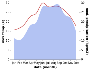 temperature and rainfall during the year in Acquarica del Capo