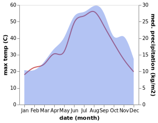 temperature and rainfall during the year in Carapelle