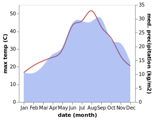 temperature and rainfall during the year in Castellaneta Marina