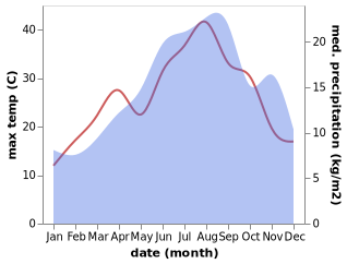 temperature and rainfall during the year in Avigliano