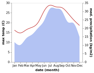 temperature and rainfall during the year in Amalfi