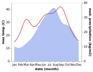 temperature and rainfall during the year in Ambrogio