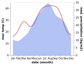 temperature and rainfall during the year in Argenta