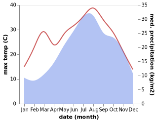 temperature and rainfall during the year in Baggiovara