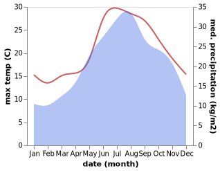 temperature and rainfall during the year in Borgo Fosso Ghiaia