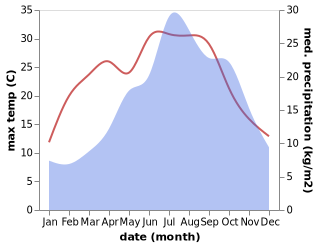 temperature and rainfall during the year in Bargagli