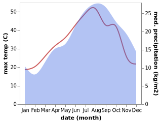 temperature and rainfall during the year in Baradili