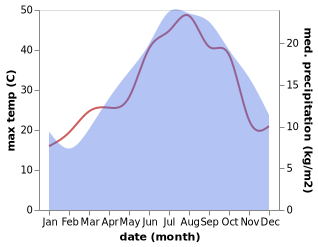 temperature and rainfall during the year in Bitti