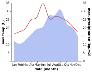 temperature and rainfall during the year in Castelvetrano