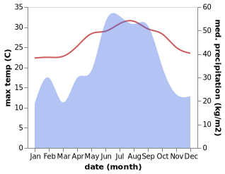 temperature and rainfall during the year in Amami