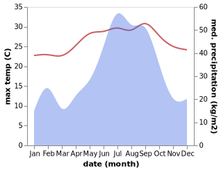 temperature and rainfall during the year in Koshima