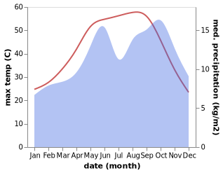 temperature and rainfall during the year in Adir