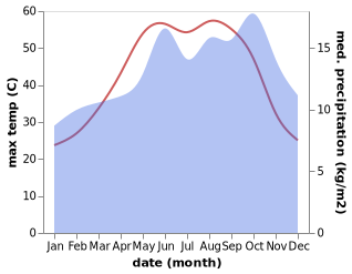 temperature and rainfall during the year in Qasr al Hallabat