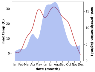 temperature and rainfall during the year in Ridder