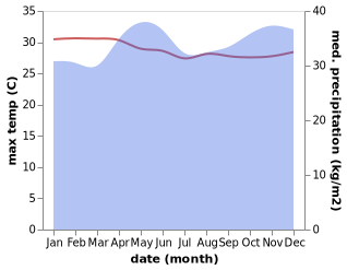 temperature and rainfall during the year in Port Bunyala