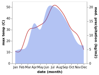 temperature and rainfall during the year in Ivanovka