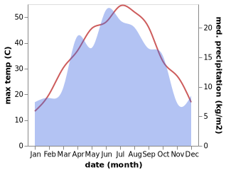 temperature and rainfall during the year in Iradan