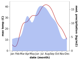 temperature and rainfall during the year in Pokrovka