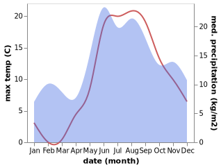 temperature and rainfall during the year in Roya