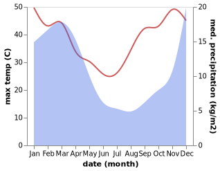 temperature and rainfall during the year in Mohale's Hoek