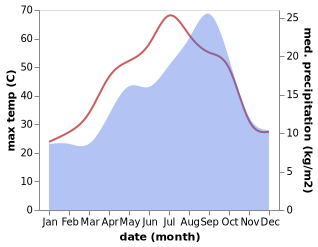 temperature and rainfall during the year in Az Zintan